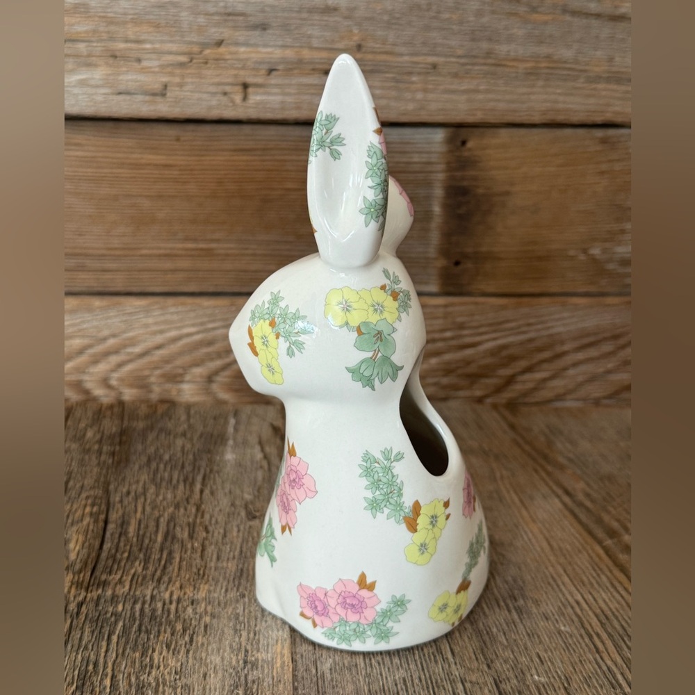 Anthropologie Floral Ceramic Rabbit with Pink and Yellow Blooms - Picture 5 of 6